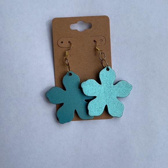 Blue Flower Earrings - Picture 4 of 5